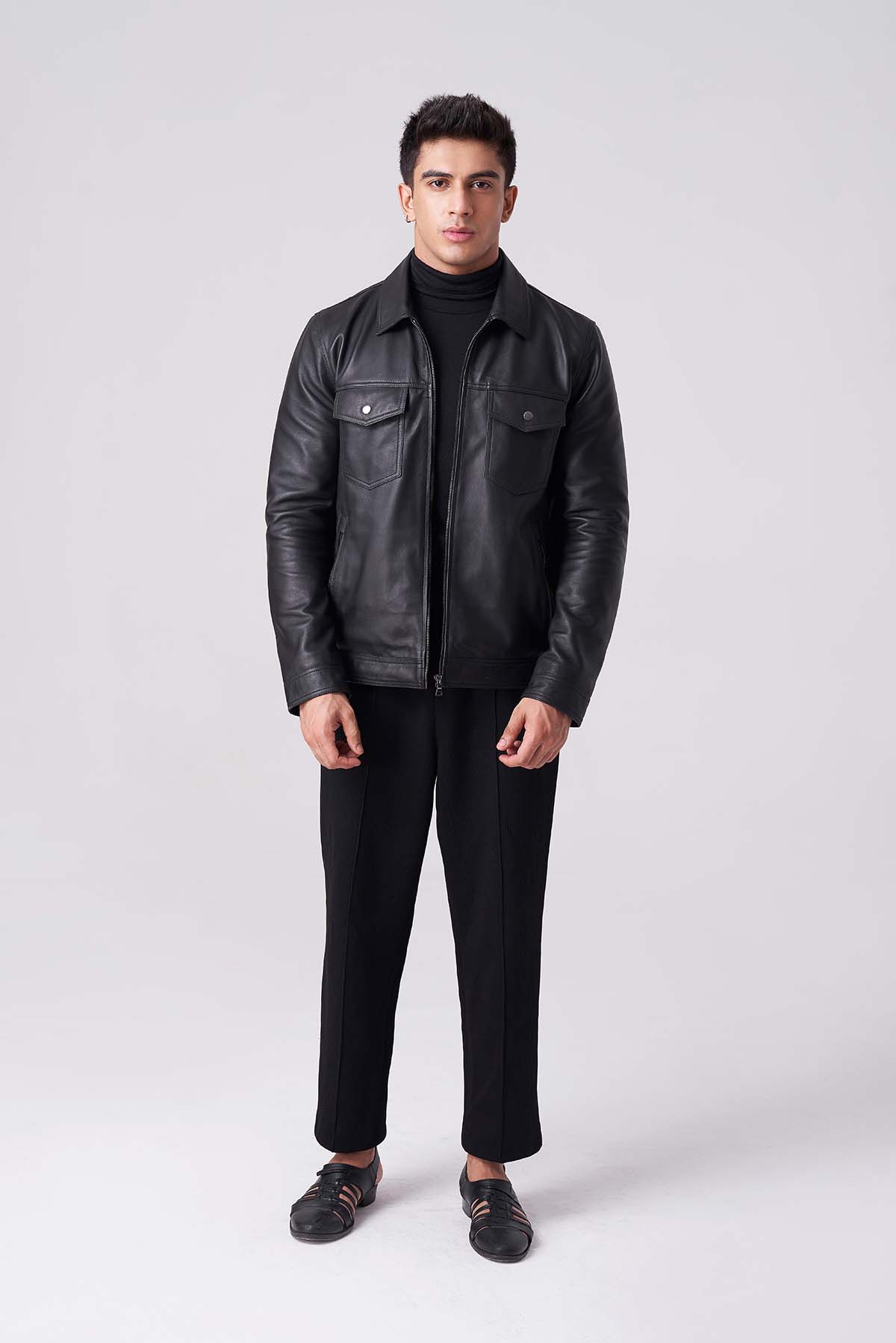 Men Shadow Luxe Leather Jacket