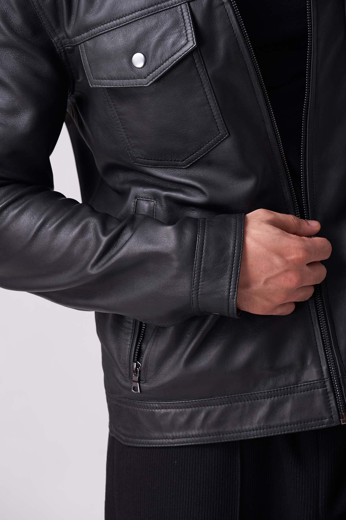 Men Shadow Luxe Leather Jacket