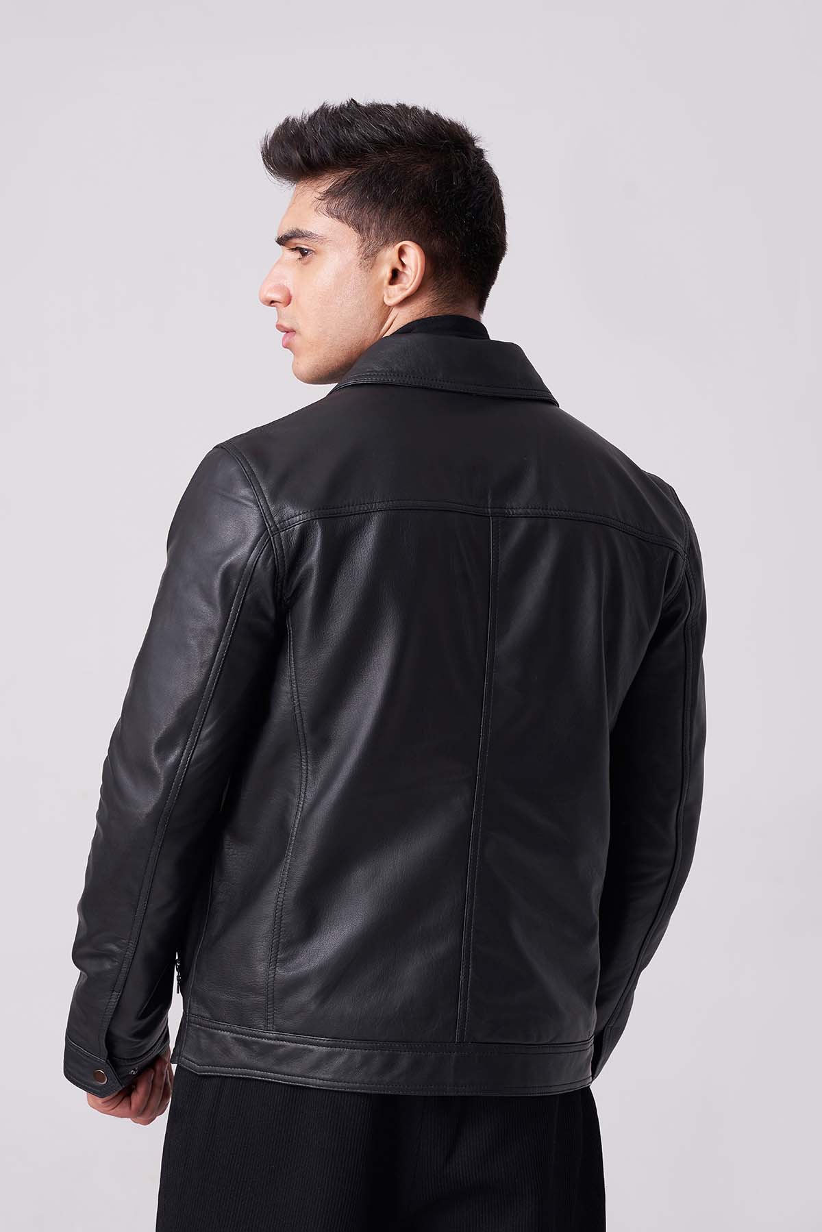 Men Shadow Luxe Leather Jacket