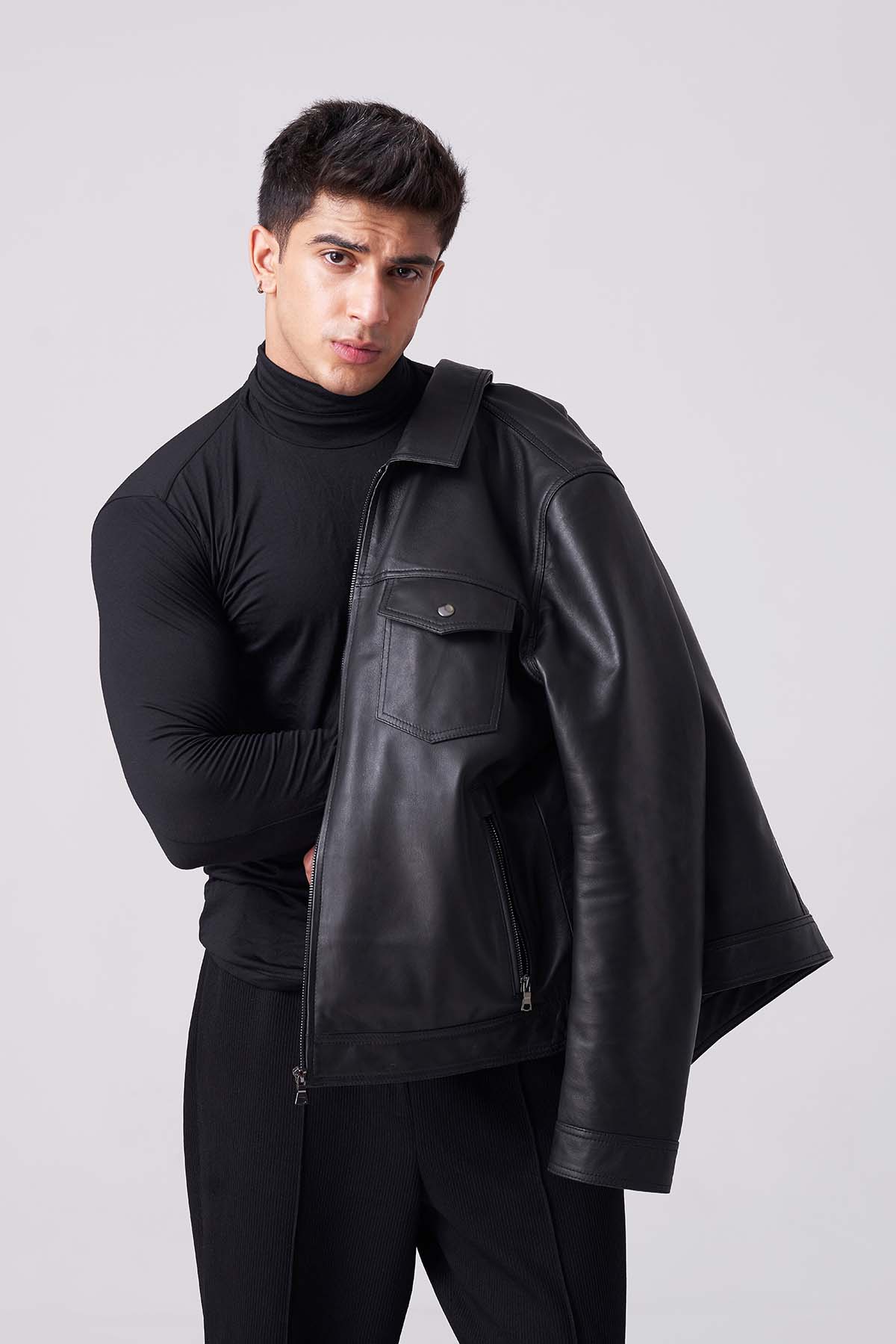 Men Shadow Luxe Leather Jacket